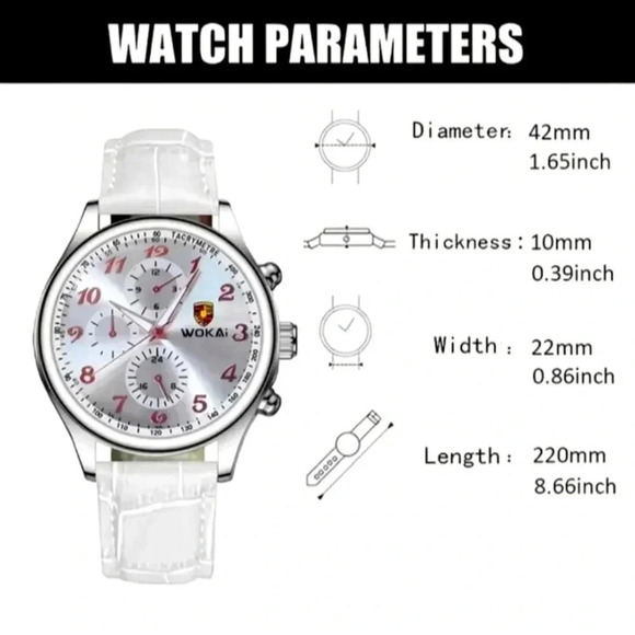 1pc Men's White Business Watch Advanced Quartz Casual Leather Strap Men's Watch. - Picture 3 of 7